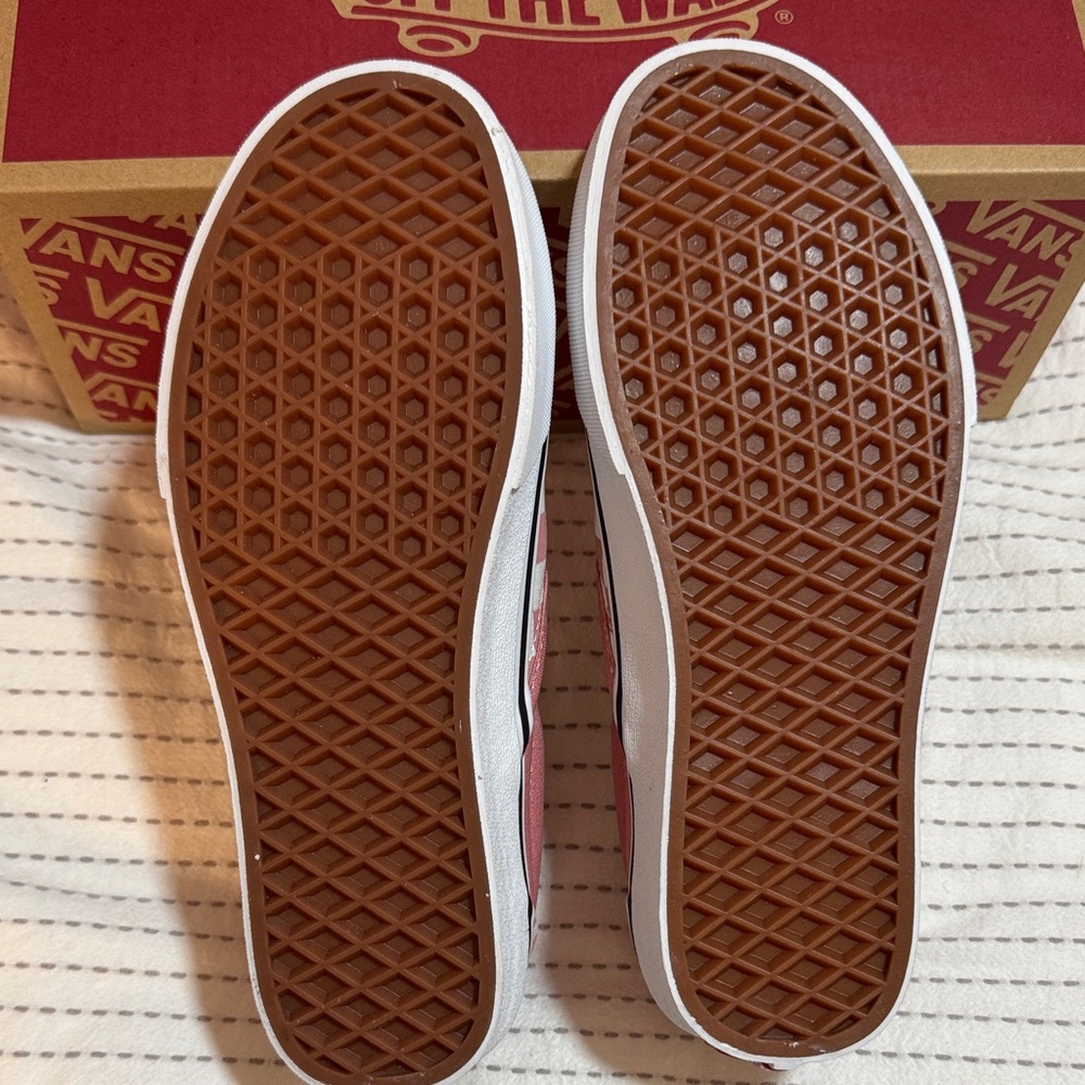 Vans Women’s Rose-Pink and White Checkered Slip-On Sneakers - Picture 3 of 5